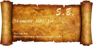 Stemper Béla névjegykártya